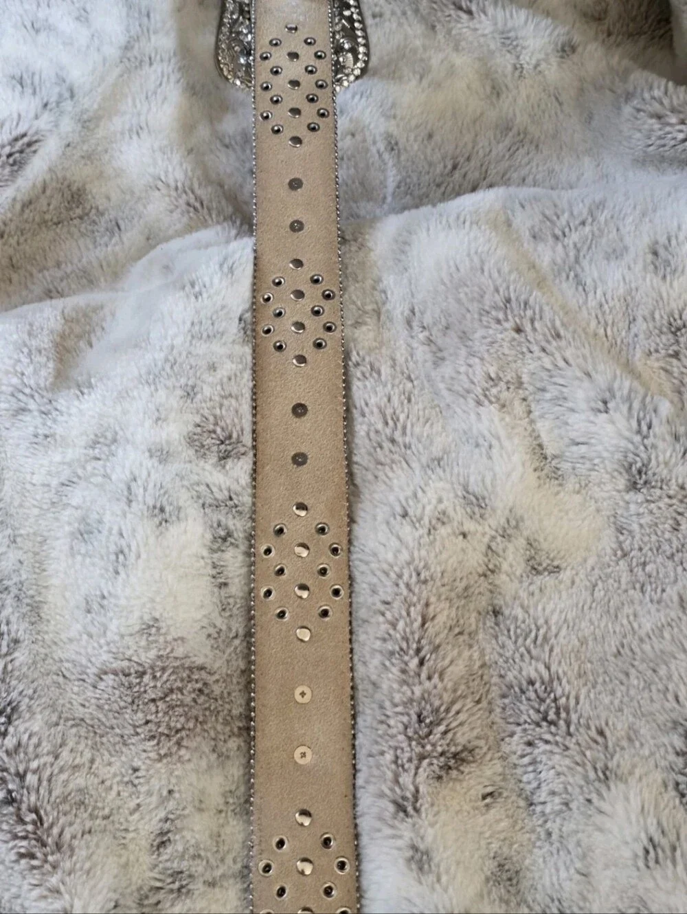 BHW Women's Black Leather Western Belt Crystals and Bling Accents Size M